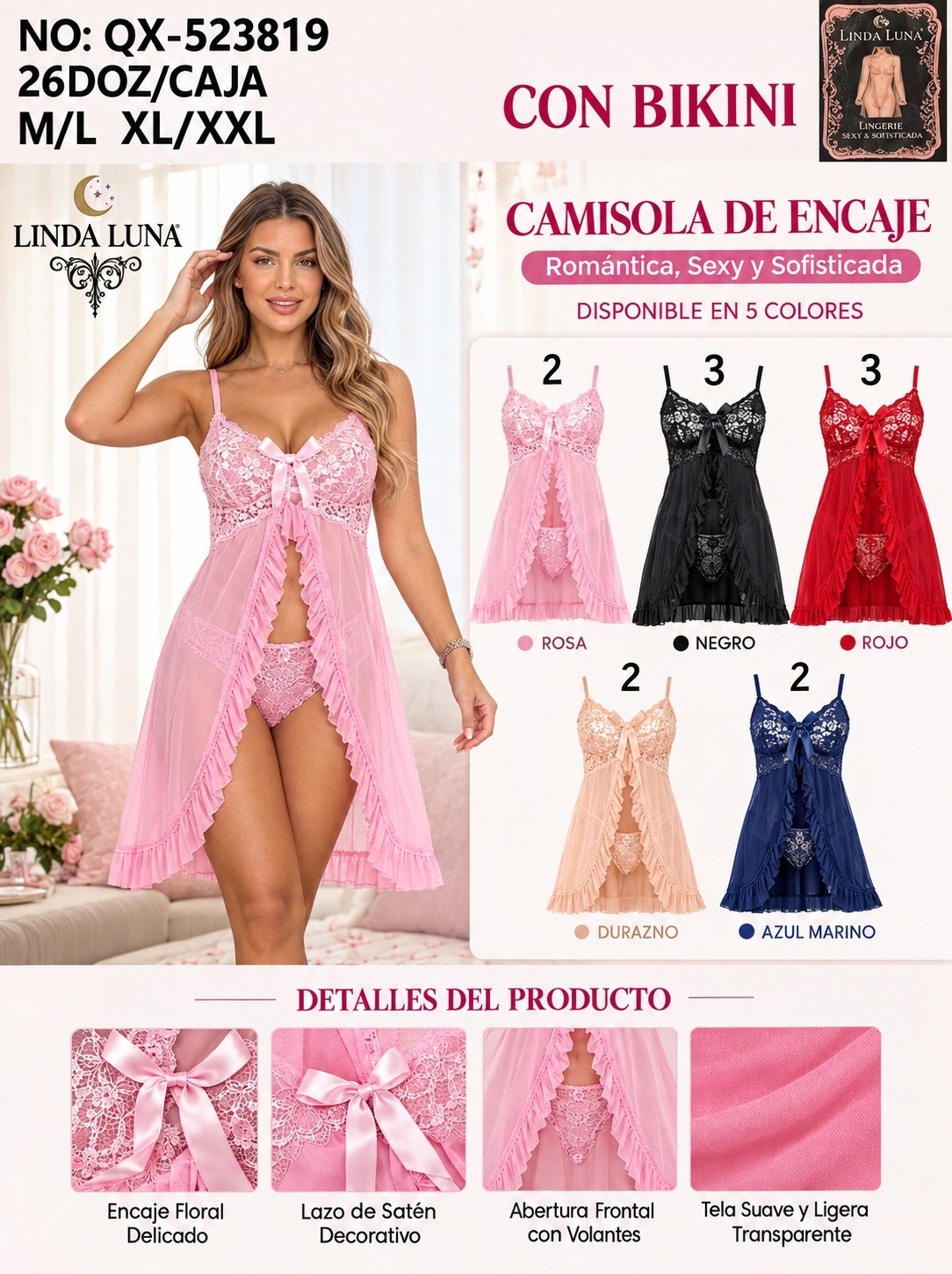 Camisola de Encaje Linda Luna - Imagen 2