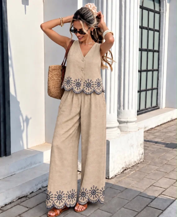 Conjunto Lino Bordado