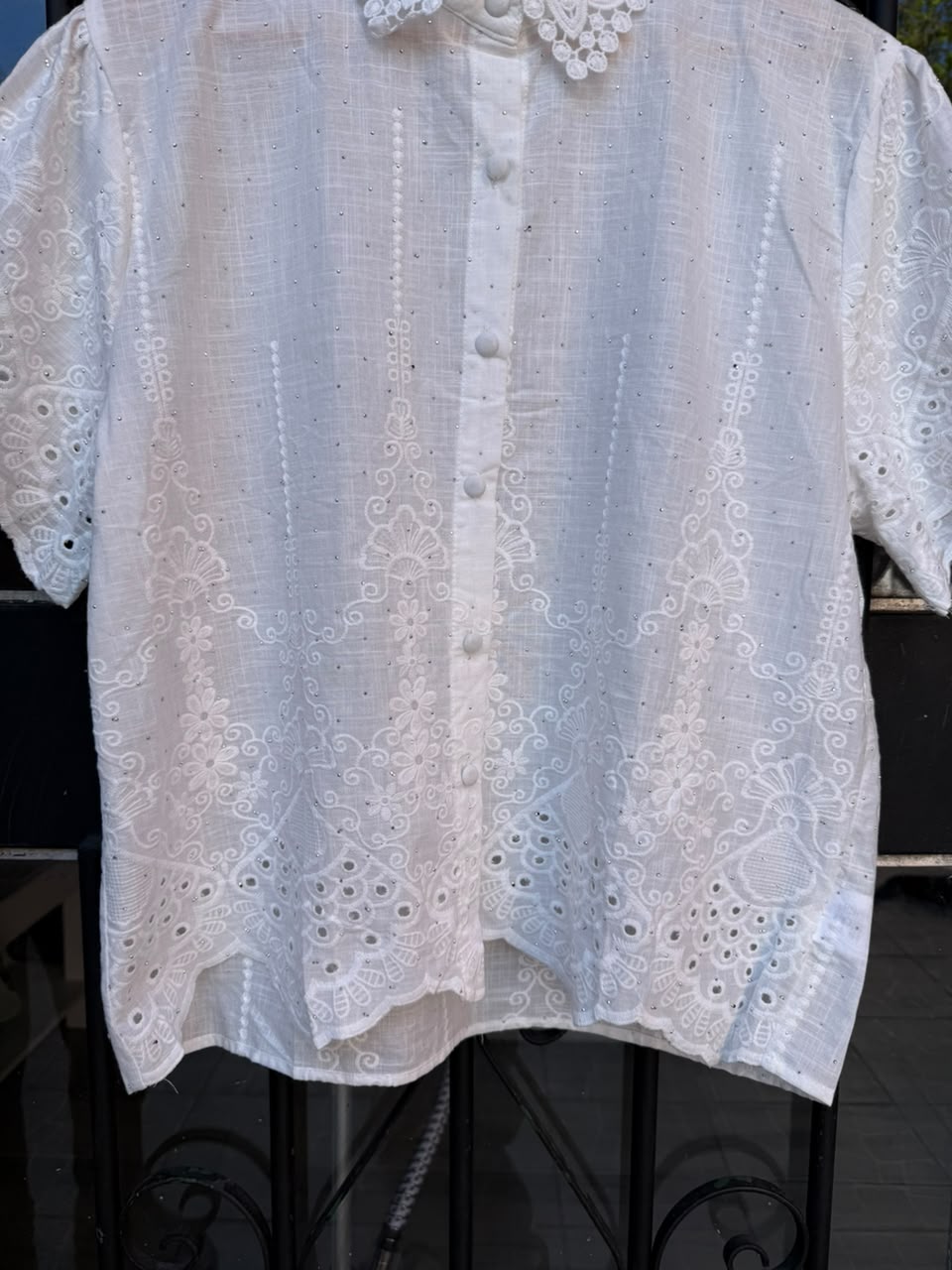 Camisa Broderi con Brillo Botones Forrados - IMG_8540.jpeg