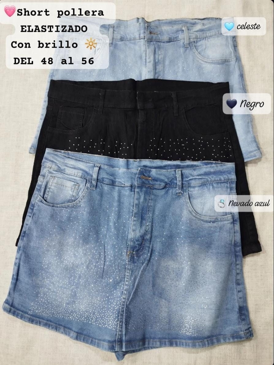 Short Pollera C/ Strass Elastizada Curvy - Imagen 2