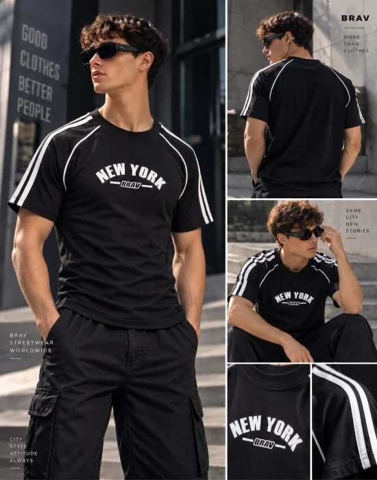 Remera Oversize con Lineas/algodon Premiun