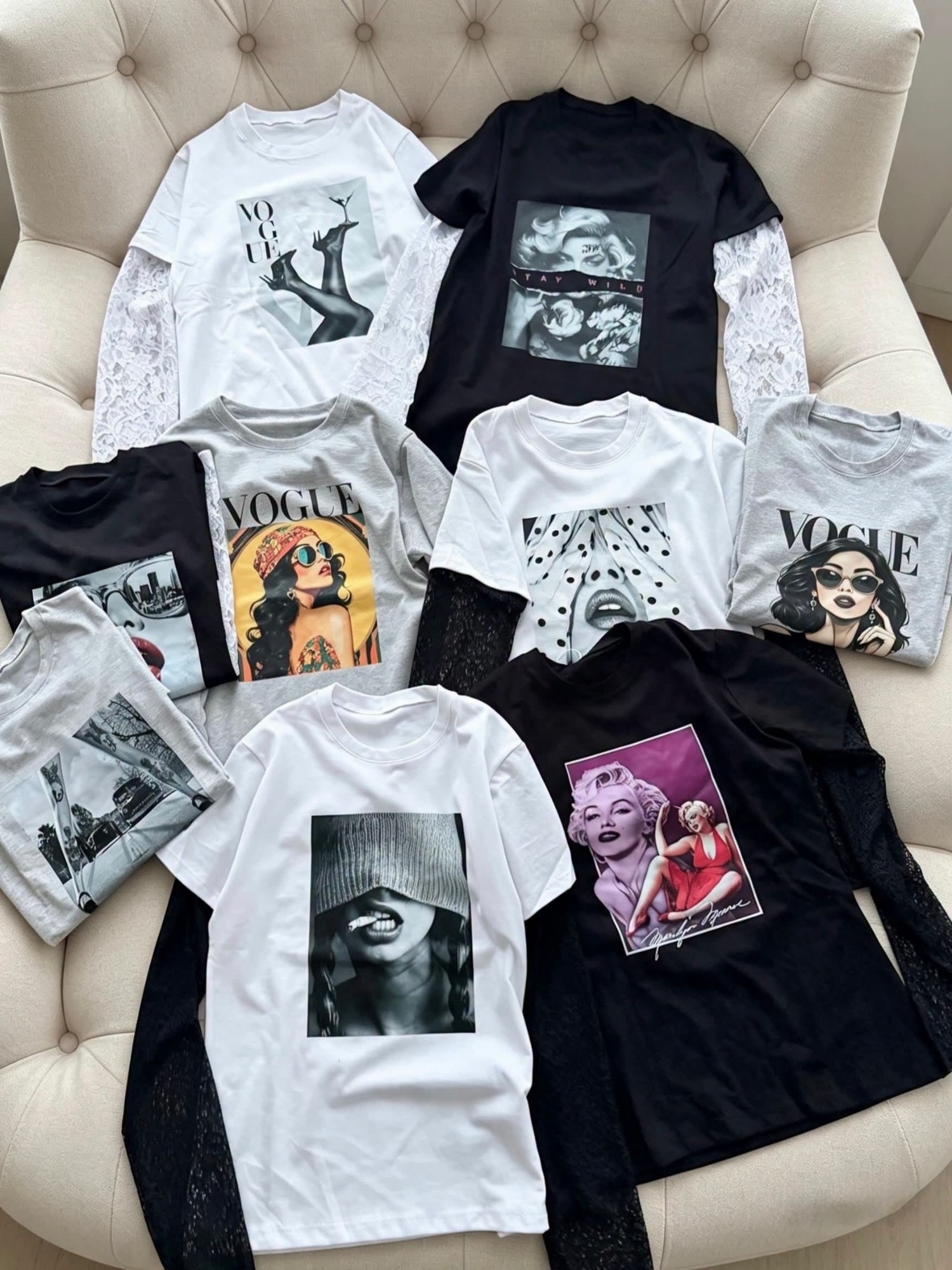 Remera con Estampa con Manga de Encaje - Imagen 2