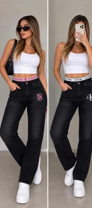 Wide Leg Rigido,  con Elástico y Estampado