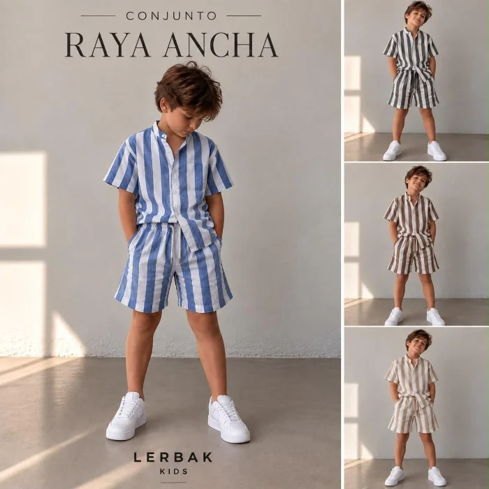 Conjunto Lino Rayado Niño