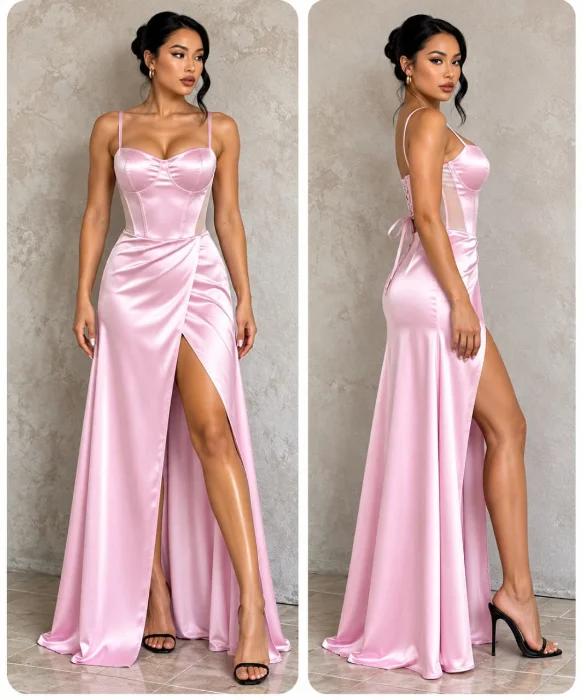 Vestido Katy con Tul al Costado