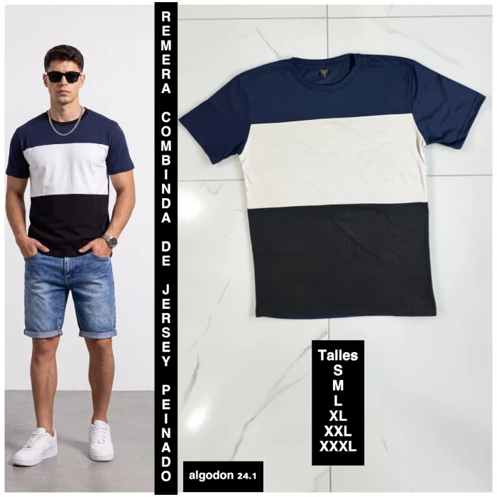 Remeras Combinadas  de Jersey Algodon 24.1