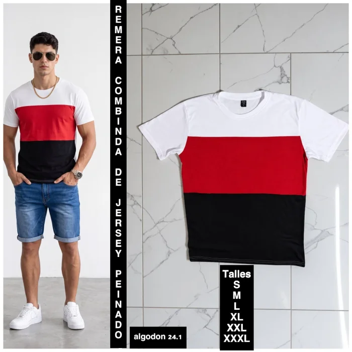 Remeras Combinadas  de Jersey Algodon 24.1