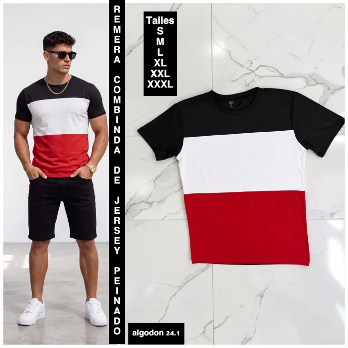 Remeras Combinadas  de Jersey Algodon 24.1