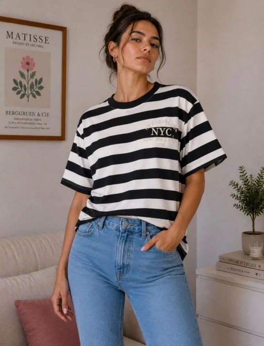 Remeras Rayadas Bordadas(jersey Peinado)
