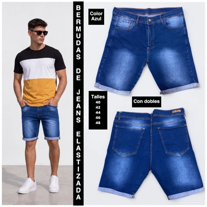 Bermuda de Jeans con Dobles