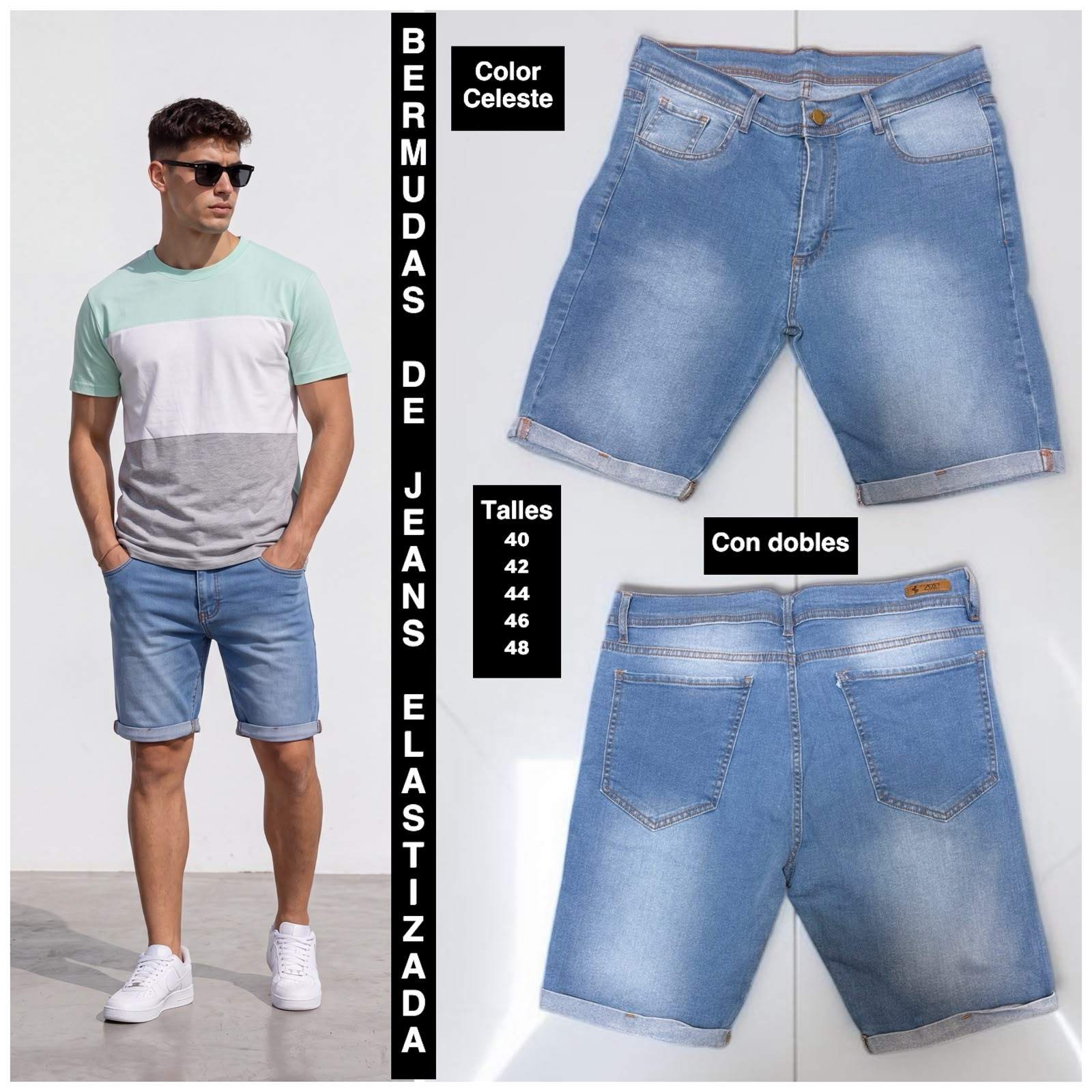 Bermudas de Jeans Elastizado - Imagen 3