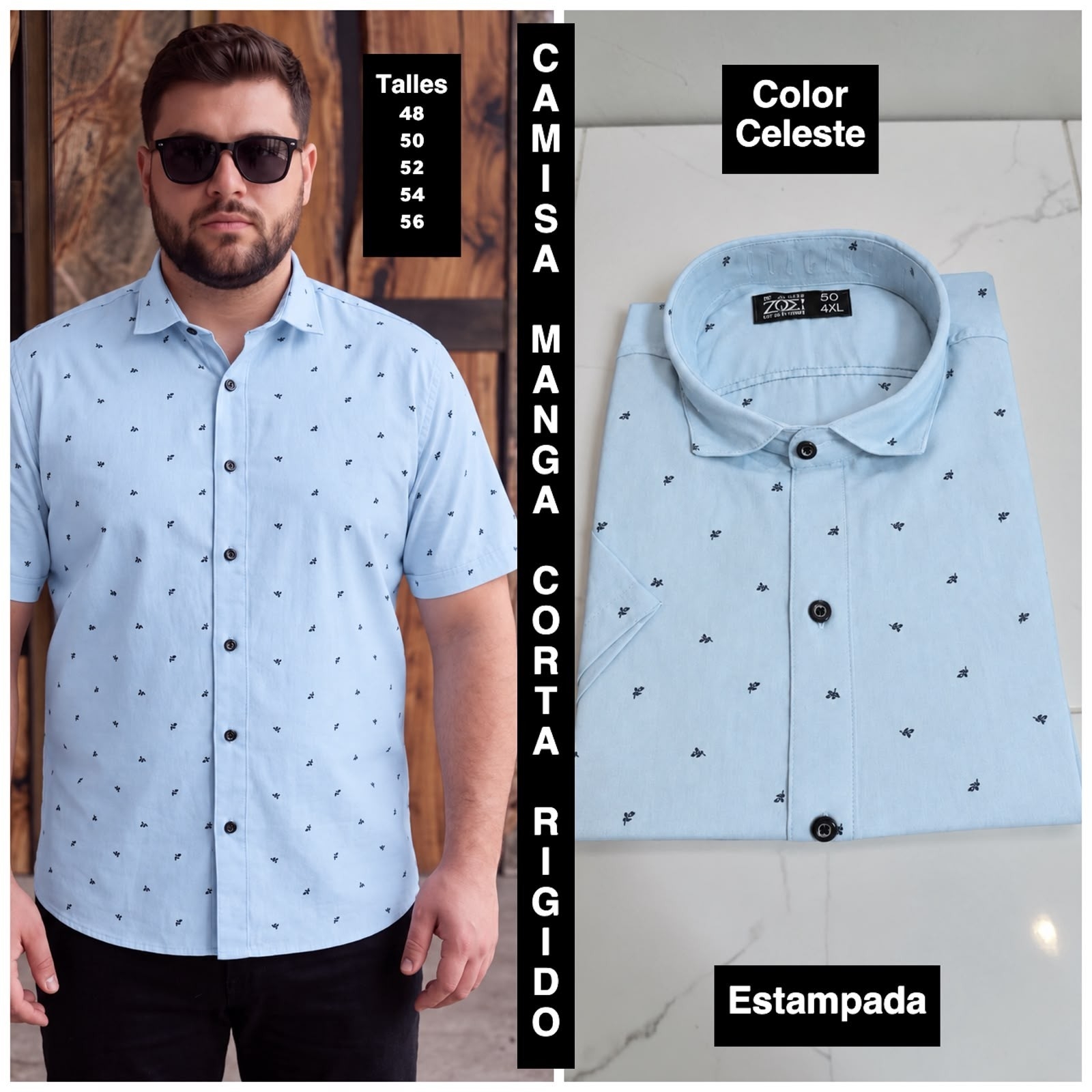 Camisas Talles Especiales Manga Corta Estampadas - Imagen 8