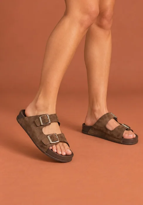 Sandalia con  Hebilla Birk Super Tendencia Gamuzado Eliana