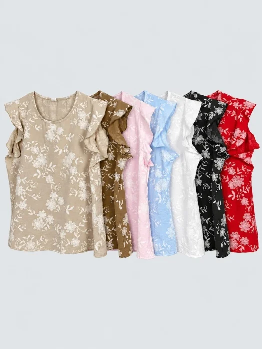 Musculosa Cey Puff con Volado Escote V