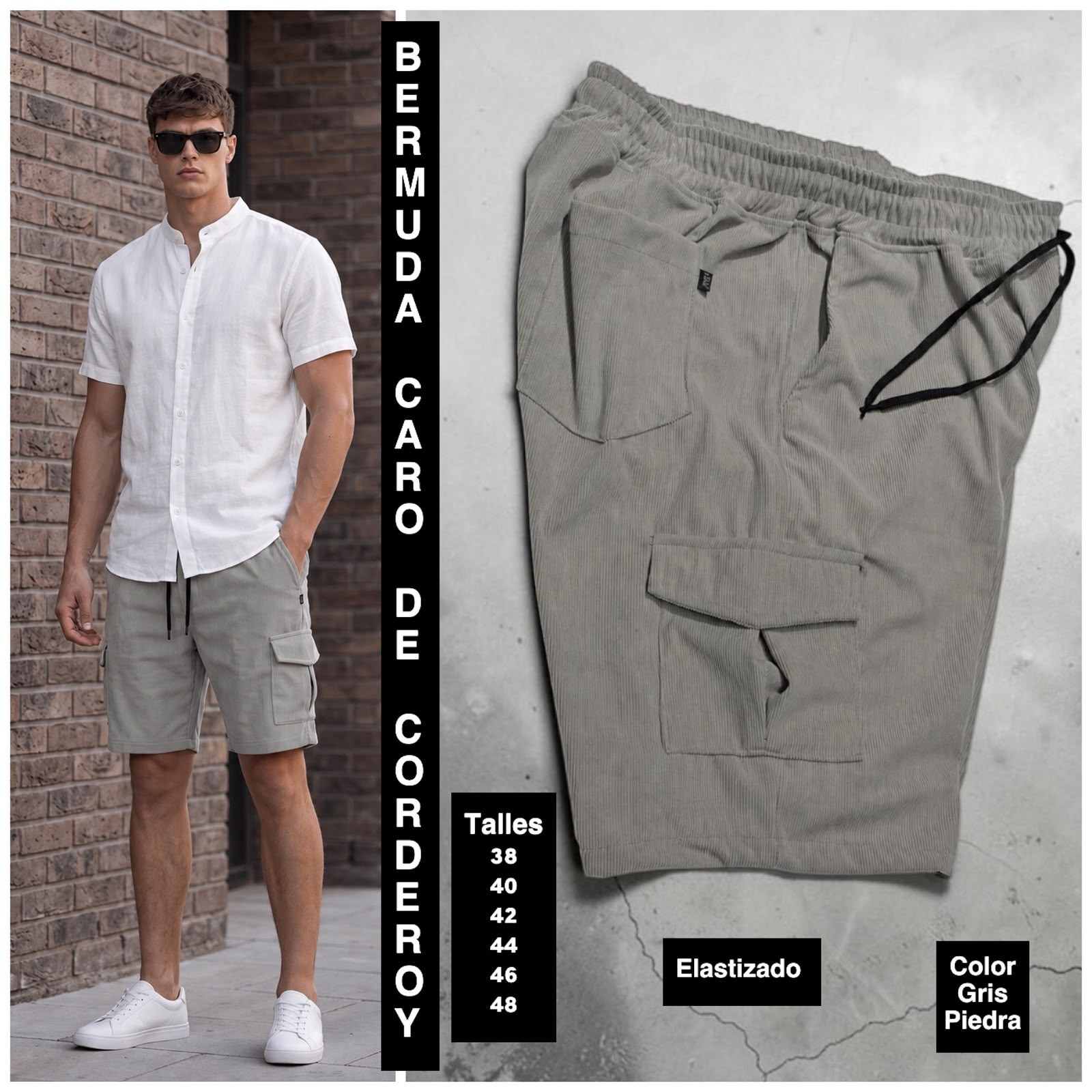 Bermudas Cargo de Tela Corderoy - Imagen 5