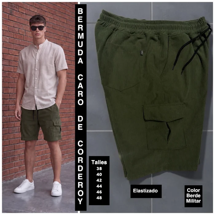 Bermudas Cargo de Tela Corderoy