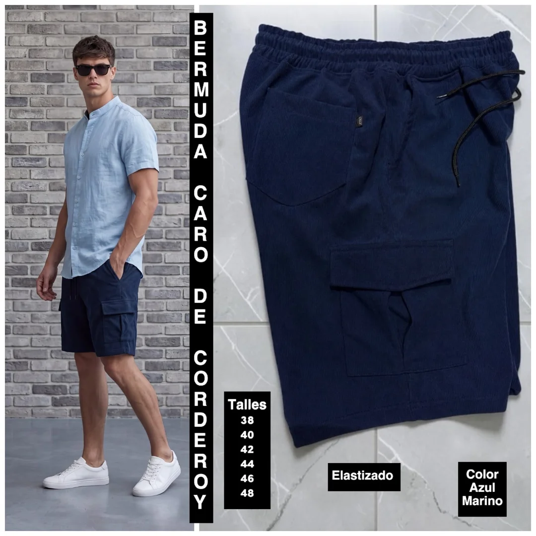 Bermudas Cargo de Tela Corderoy - Imagen 2