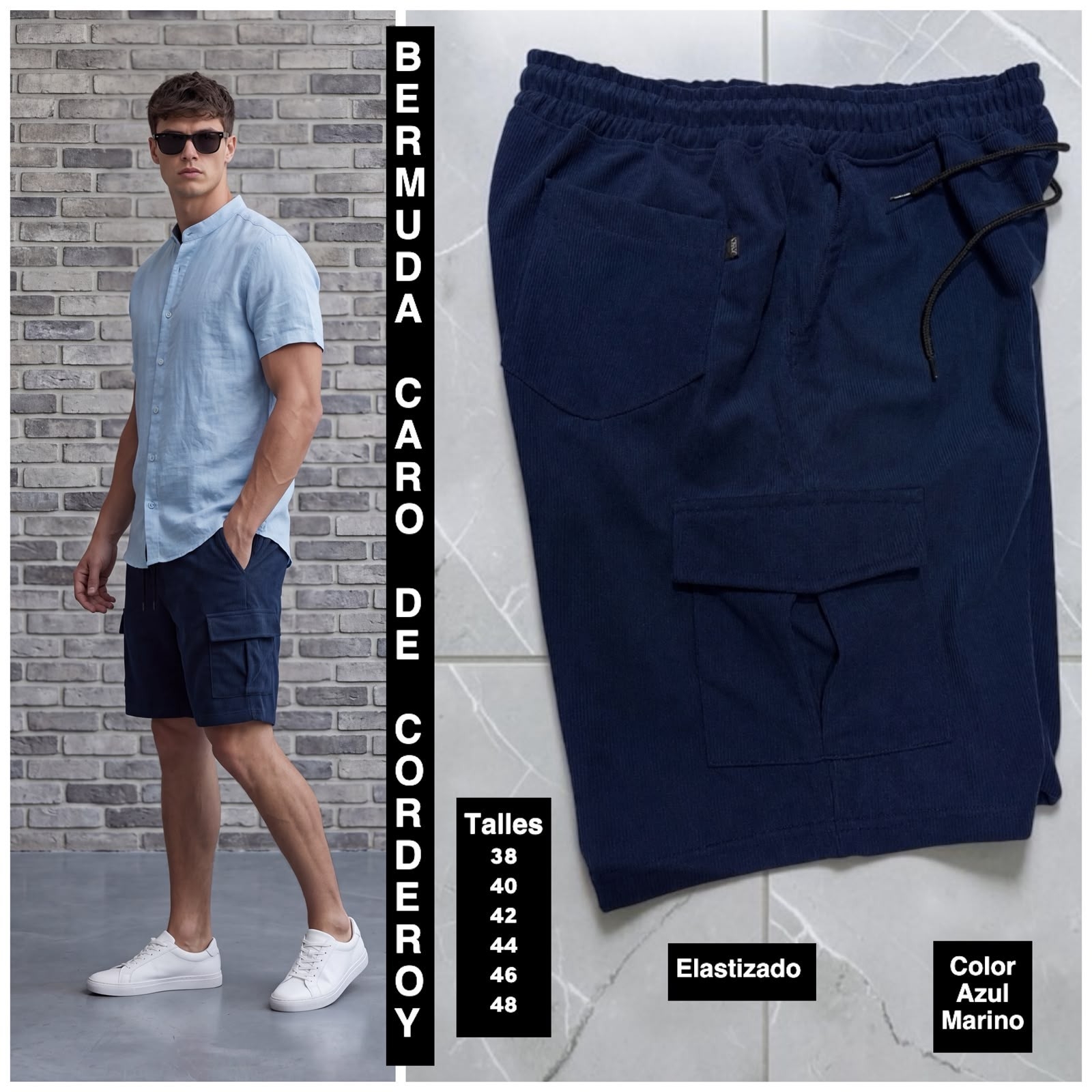 Bermudas Cargo de Tela Corderoy - Imagen 5