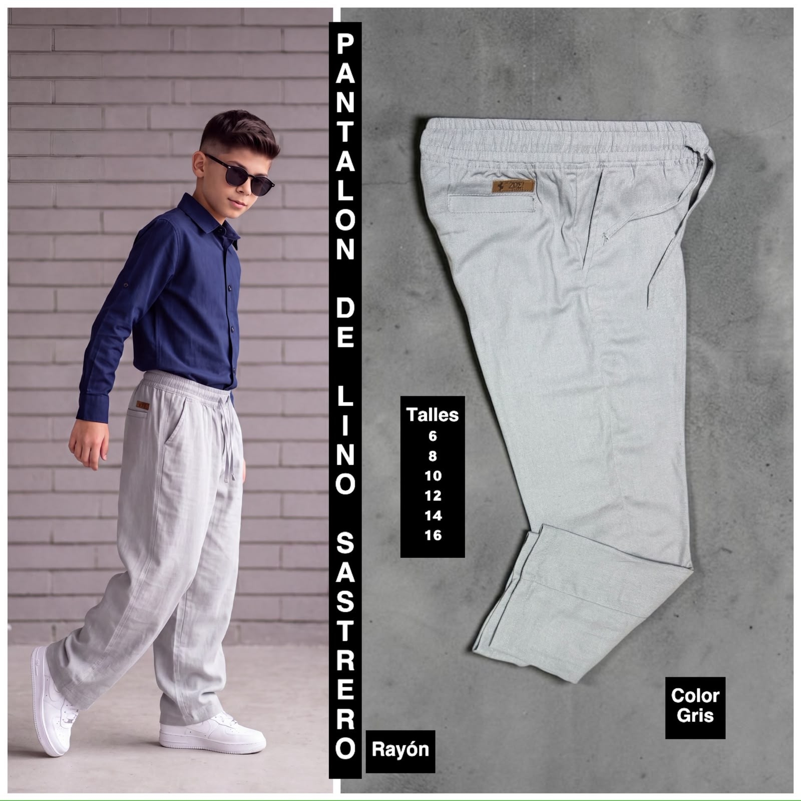 Pantalon Sastrero Lino Rayon de Niño - Imagen 2
