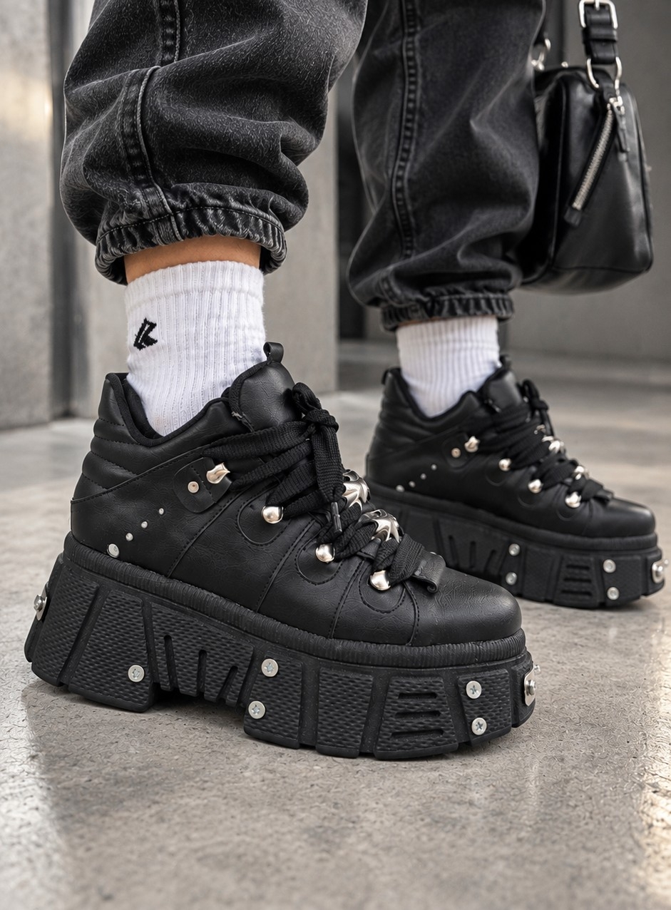 Zapatilla Borcego Acordonado Plataforma Cuero Ecológico Super Tendencia - Imagen 3