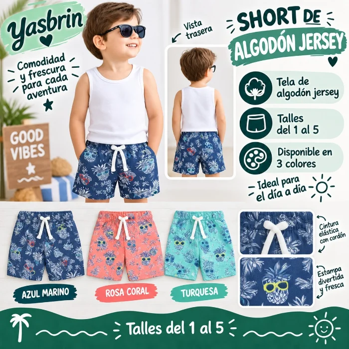 Short de Algodón Flame Piñas