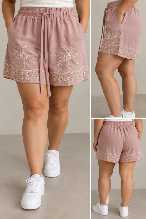 Short Lino Bordado