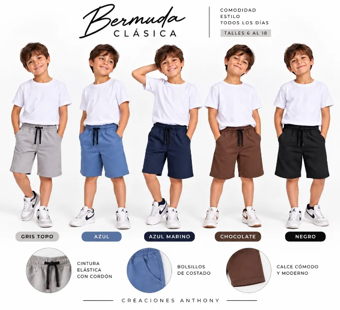 Bermudas Clásicas de Niño