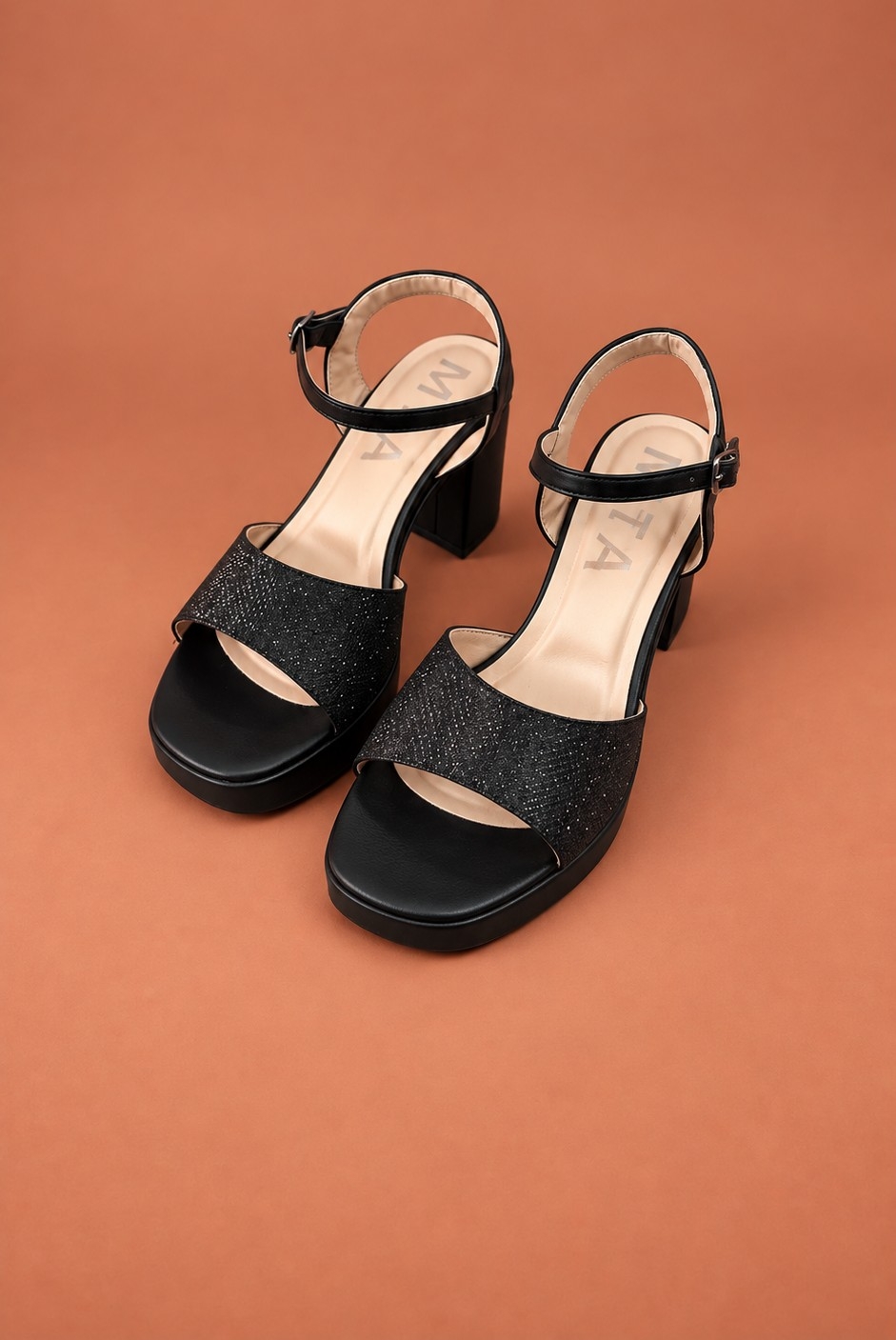 Sandalia de Fiesta Plantilla Comfort Glitter Negro  Slash - Imagen 3