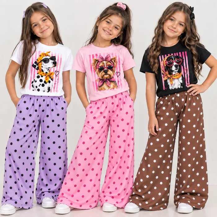 Conjunto Palazo Lunares Remera Perruna