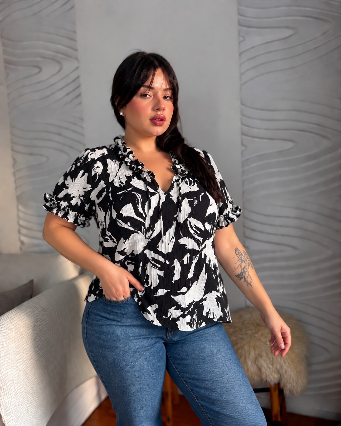 Blusa Estampada Lino - Imagen 4