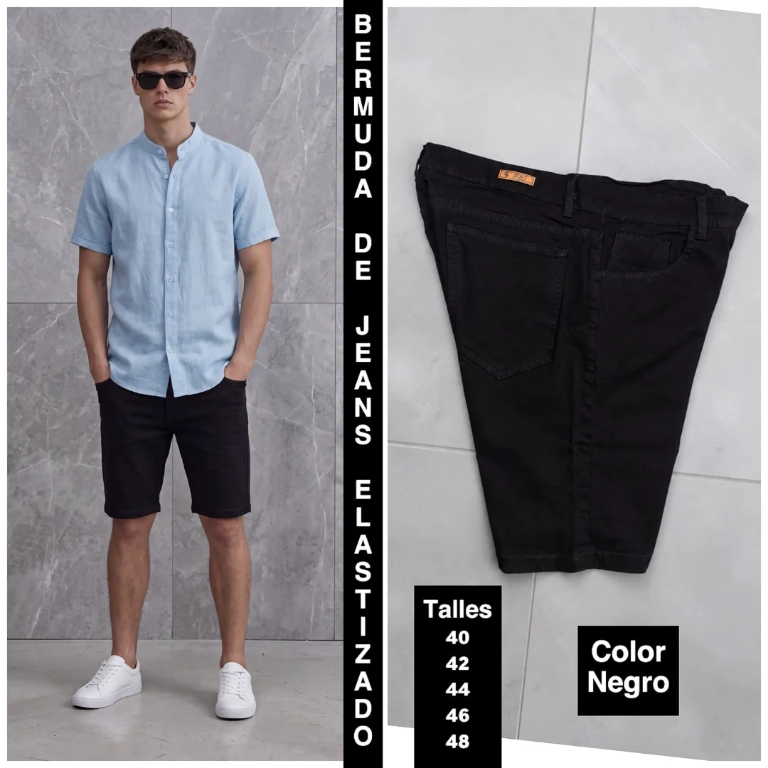 Bermudas de Jeans Elastizado con Rasguño - Imagen 1