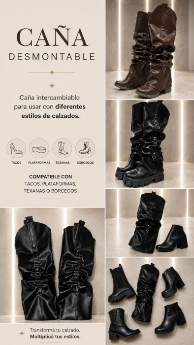 Polainas Desmontable Cañas Varias Cuero Ecológico