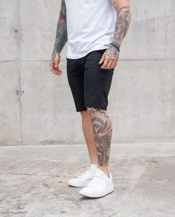 Bermuda Corte Chino Negro Gabardina