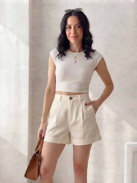 Short Lino Sastrero con Dobles