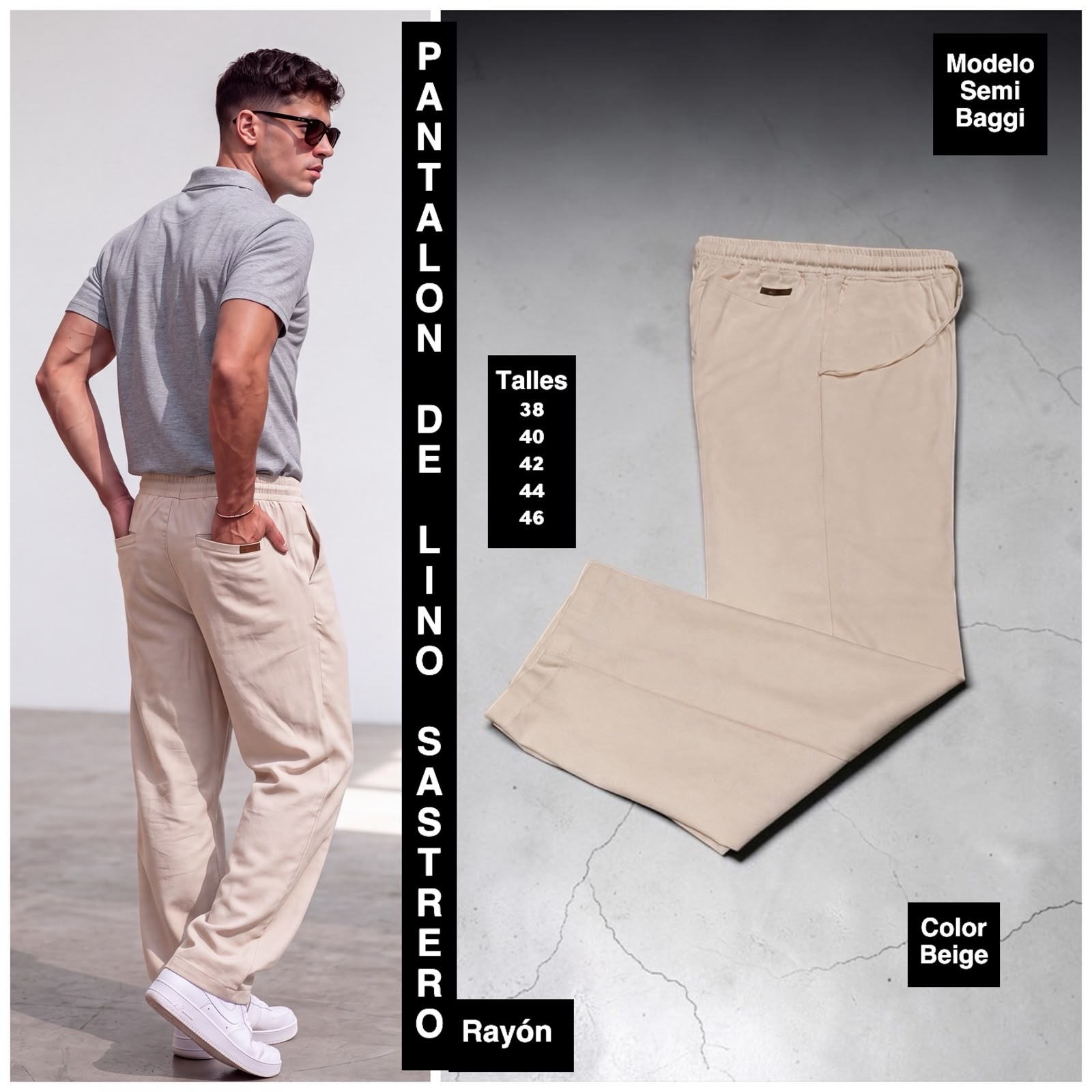 Pantalon Lino Sastrero Rayon - Imagen 2