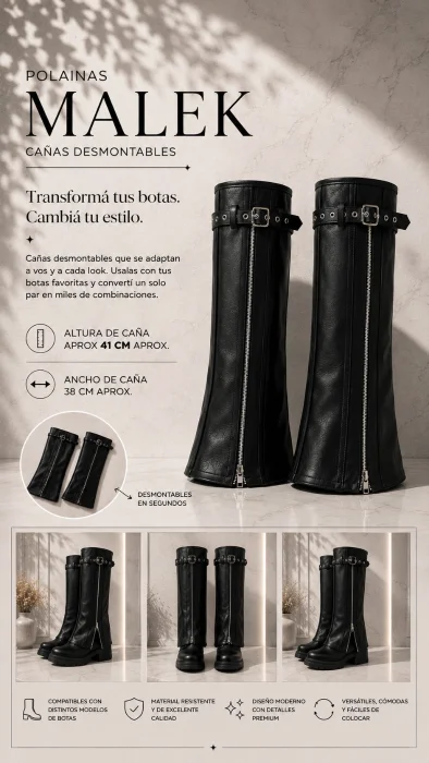 Polainas Desmontables Cañas Ecocuero Tendencia Variedad