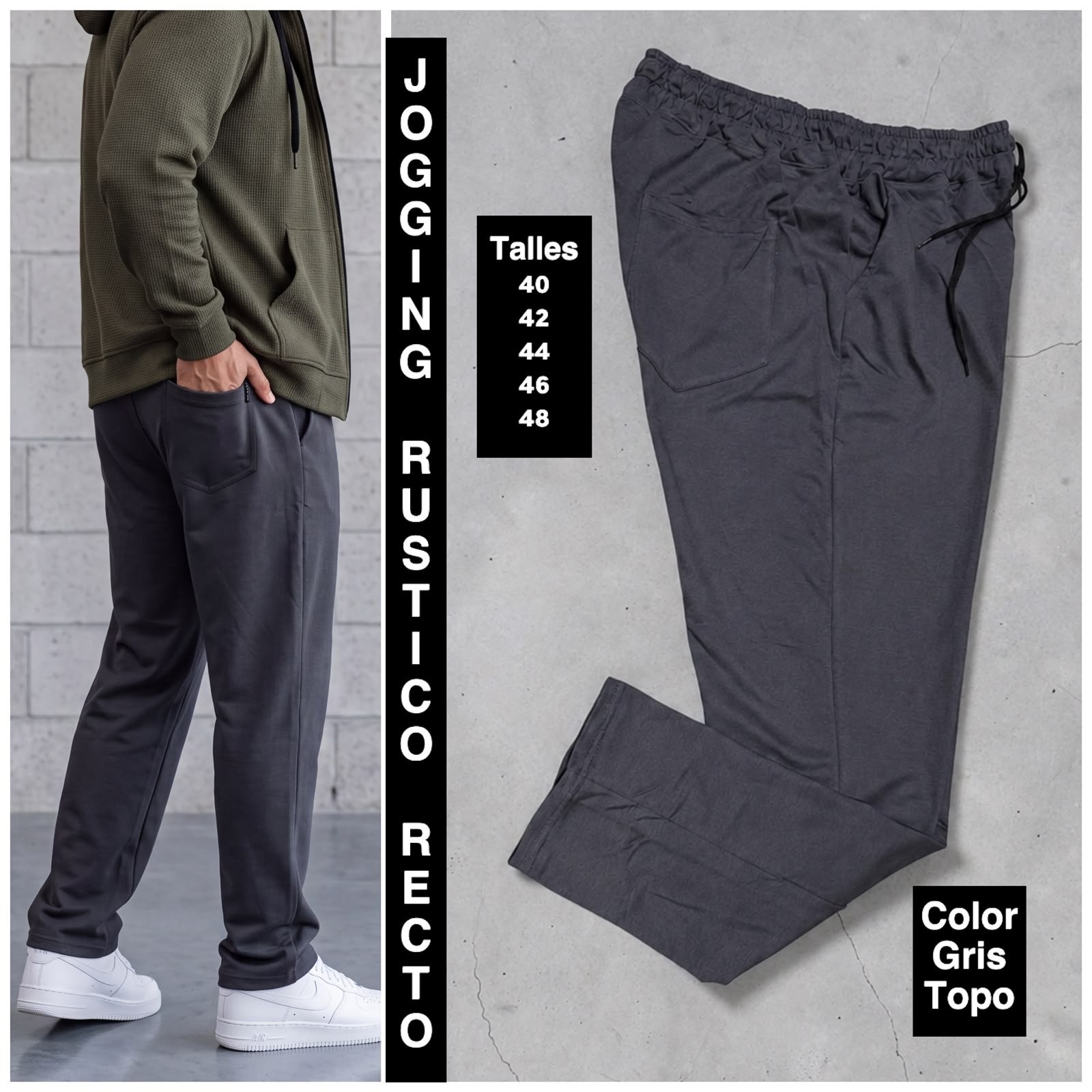 Joggins  Clasico Recto.de Tela Rustico Premium - Imagen 3