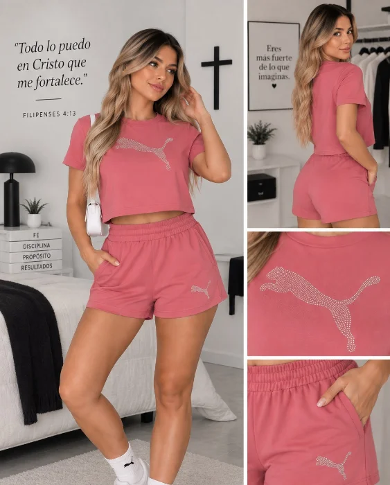 Conjunto Jaguar de Lycra Deportiva con Strass