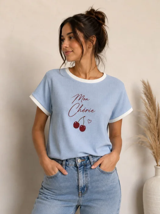 Remera de Wafle Estampado