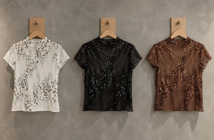 Remera Microtul con Lentejuelas