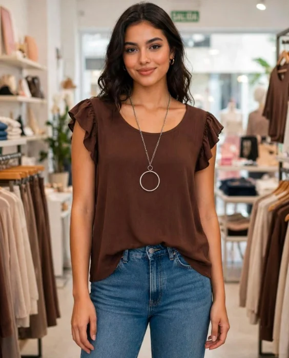 Blusa de Lino con Volado