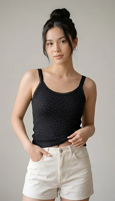 Musculosa con Brillo Puntilla