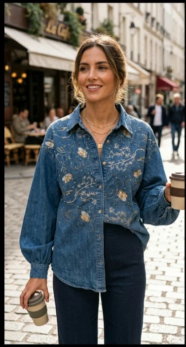 Camisa Jean con Brillo