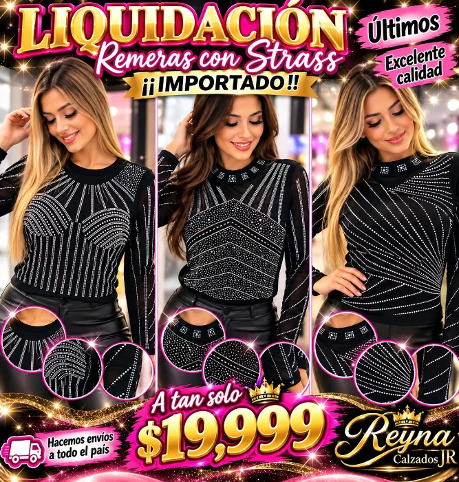 Remeras con Strass Brillo Importado