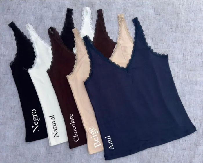 Musculosa Algodón Puntilla