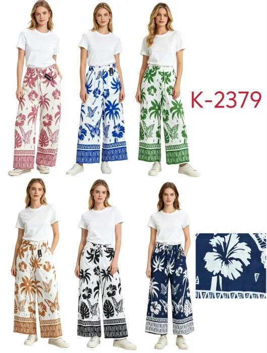 Pantalón Estampado Lino K2379 Regulable