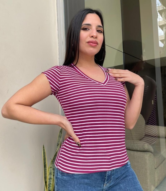 Remera Rayada Cuello V - Imagen 2
