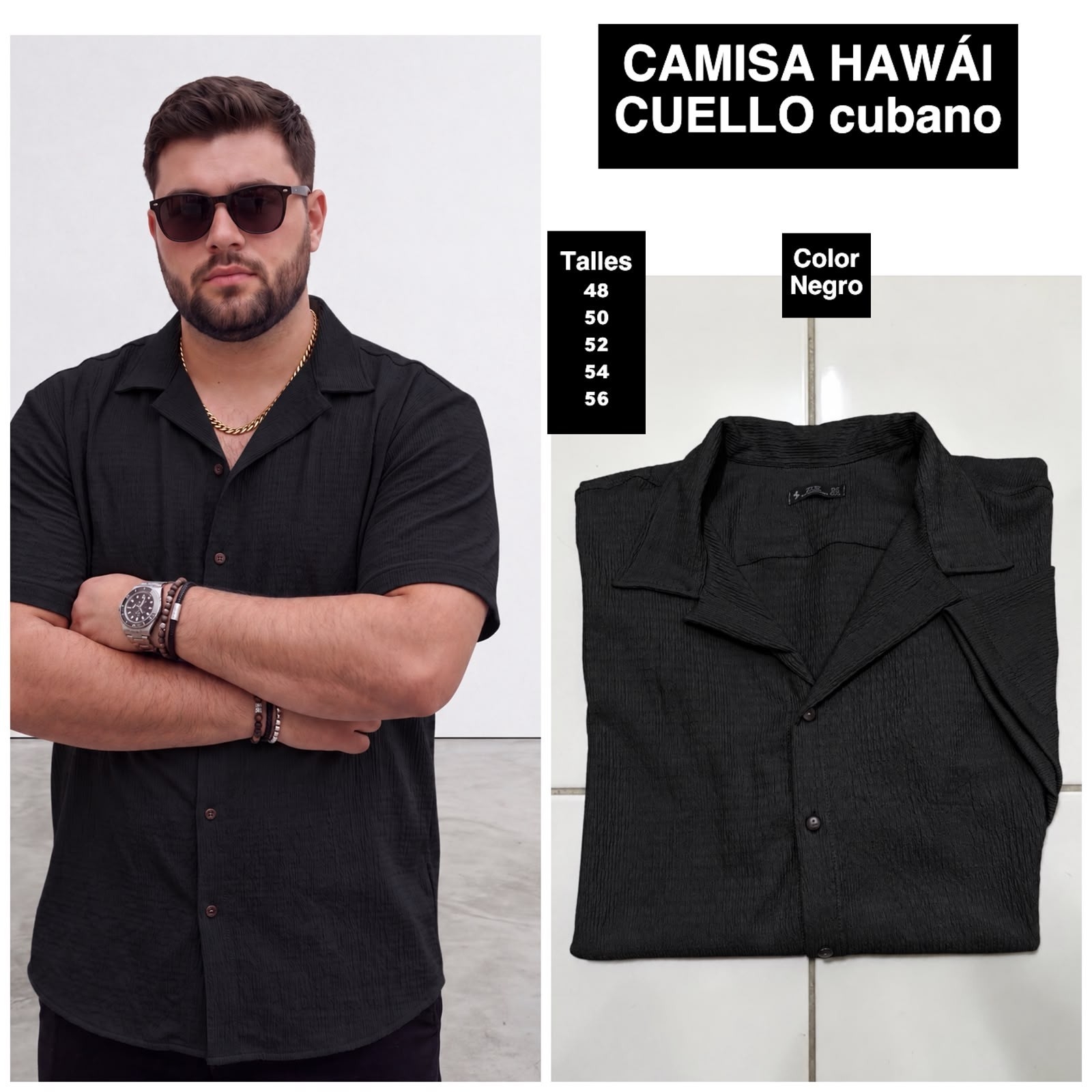 Camisa Hawai Cuello Cubano Talles Especiales - Imagen 2