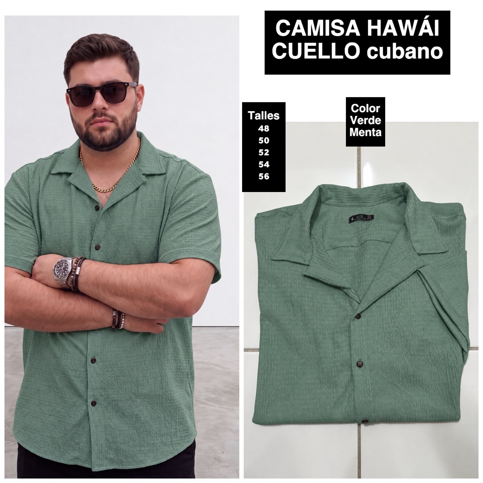 Camisa Hawai Cuello Cubano Talles Especiales - Imagen 9