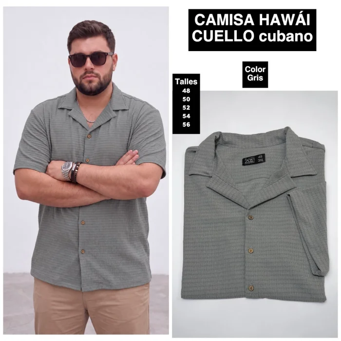 Camisa Hawai Cuello Cubano Talles Especiales